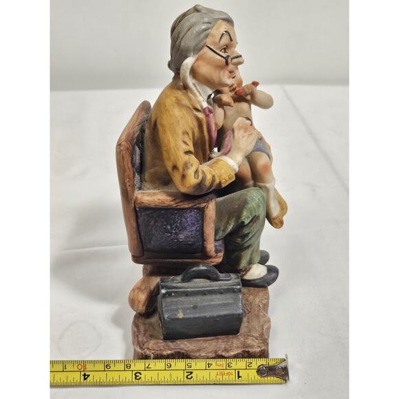 Vintage George Z. Lefton Porcelain Bisque Figurine - Country Doctor Examines Boy - Picture 10 of 10